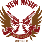 New music showcase logo with brown wings and pistols